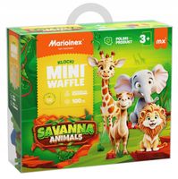 Marioinex klocki WAFFLE mini Savanna Animals, 100 el w tym 16 zwierząt