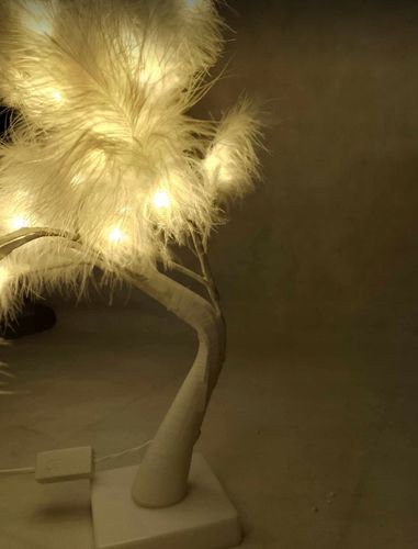 Dekoracja drzewko led ozdobne z piórkami światło BIAŁE CIEPŁE na Arena.pl