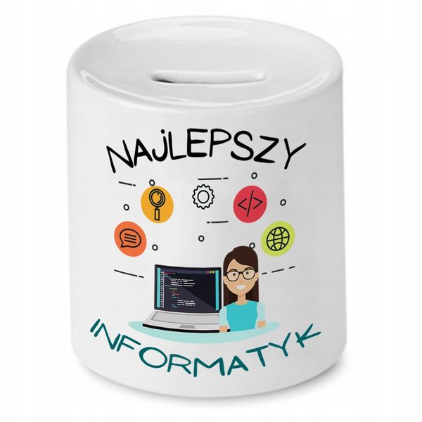 Skarbonka Informatyka Najlepszy Informatyk Prezent Z Nadrukiem Ze Zdjęciem zdjęcie 1