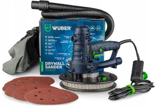 SZLIFIERKA DO GIPSU GŁADZI 180MM SIECIOWA Z TAŚMĄ LED + 6 PAPIERÓW na Arena.pl