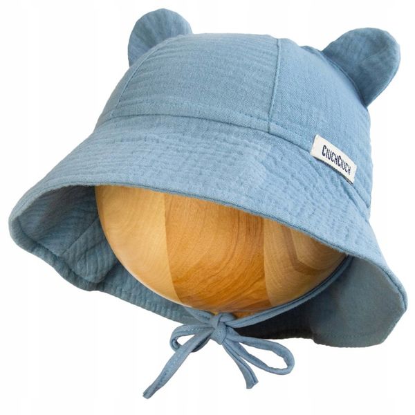 KAPELUSZ MUŚLINOWY czapka dziecięca na słońce letnia BUCKET wiązany 48-50 zdjęcie 1