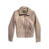 Damska Skórzana Kurtka Vintage Elegancka Szara Rozmiar M 100 Skóra