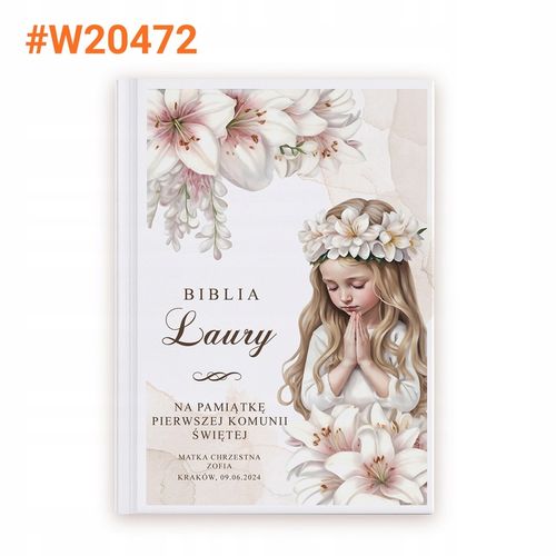Biblia dla dzieci Prezent Chrzest Pamiątka Chrztu Komunii Nadruk na Okładce na Arena.pl