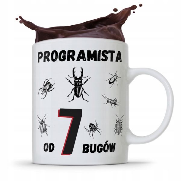 Kubek Informatyka Programisty Od 7 Bugów Prezent Z Nadrukiem Ze Zdjęciem zdjęcie 1