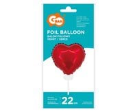 BALON FOLIOWY "SERCE" 11" CZERWONE Z PATYCZKIEM GODAN