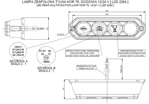 Lampa LED tylna 3 funkcje LZD2264 na Arena.pl