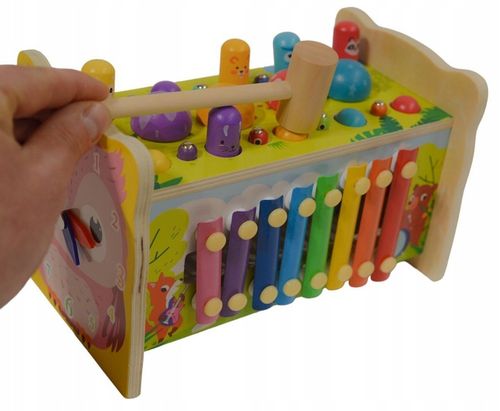 SORTER DREWNIANY WBIJAK KOSTKA CYMBAŁKI GRA UKŁADANKA KLOCKI MONTESSORI SOW na Arena.pl