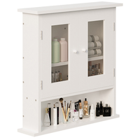 SZAFKA ŁAZIENKOWA WISZĄCA BIAŁA 2-DRZWIOWA SZKLANA ŚCIENNA PÓŁKI 58 CM