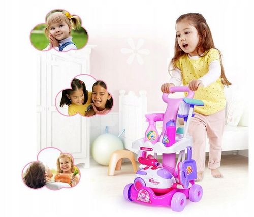 ZESTAW DO SPRZĄTANIA dla dzieci ODKURZACZ WCIĄGA WÓZEK MOP MIOTŁA SPRAY na Arena.pl