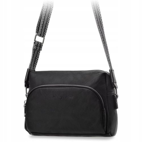 Torebka Damska Na Ramię Z Paskiem Crossbody Skóra Eko Czarna Solidna na Arena.pl