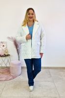 Biała Pikowana Kurtka Damska z Kołnierzem UNI