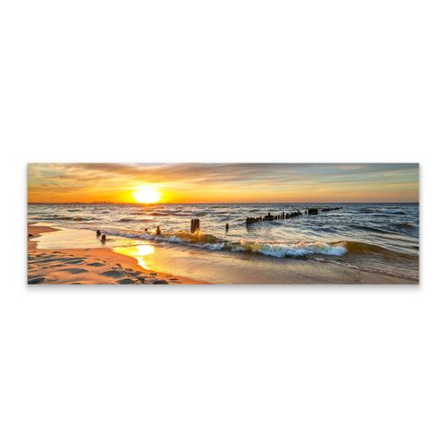 Obraz Panoramiczny MORZE Bałtyckie Plaża Zachód Słońca 145cm x 45cm na Arena.pl