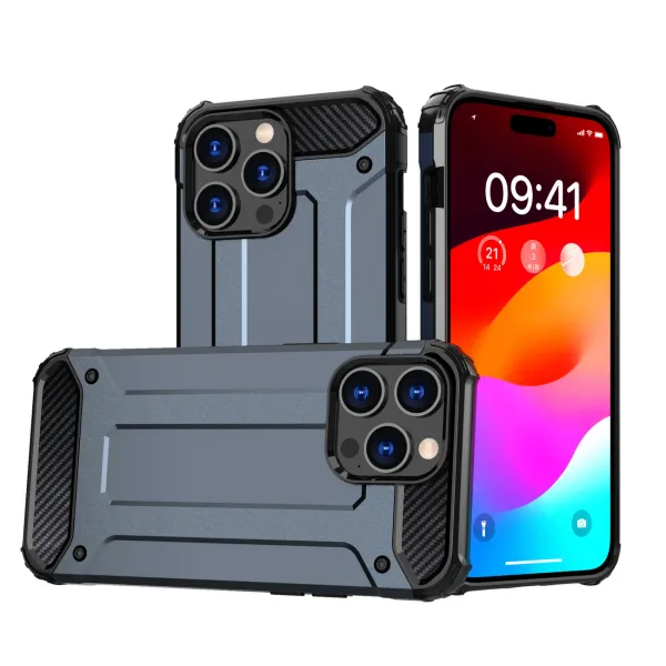 Pancerne etui do iPhone 15 Pro Max Hybrid Armor - niebieski zdjęcie 1