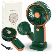 Wentylator biurkowy mini wiatrak zielony przenośny akumulator usb podstawka