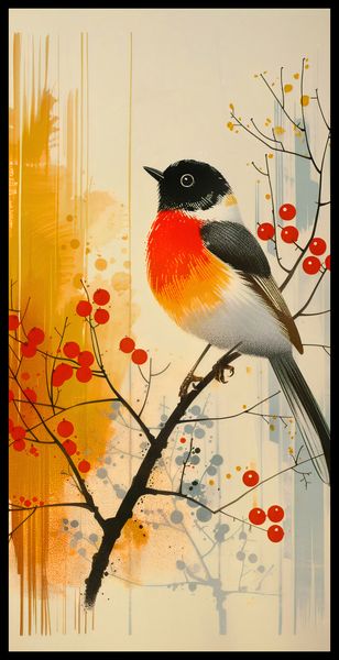 Plakat 50x100cm Jesienny Rudzik zdjęcie 2