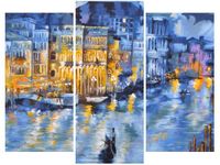 60 90CM OBRAZ 3 ELEM WENECJA NOCĄ ŚCIENNY DRUK PŁÓTNO