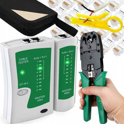 ZESTAW TESTER KABLI NS-468 ZACISKARKA ŚCIĄGACZ IZOLACJI 100 WTYK RJ45 ETUI na Arena.pl