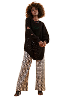 AŻUROWY LUŹNY SWETER Z BAWEŁNY UNI CZARNY