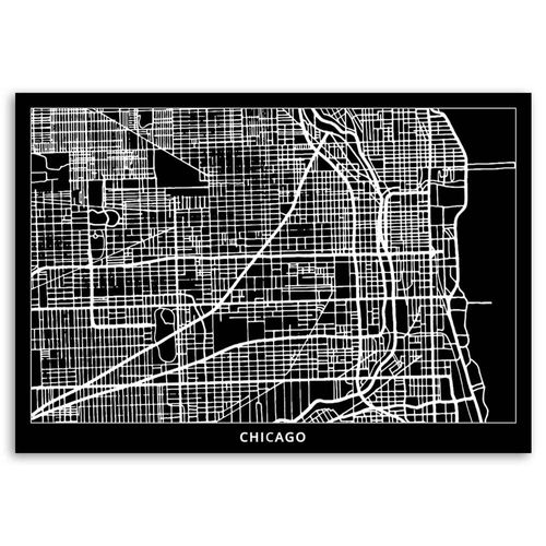 Obraz na płótnie, Chicago - plan miasta, 1-częściowy 120x80 na Arena.pl