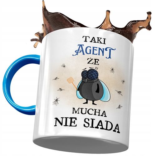 Kubek Błękitny Dla Agenta Mucha Nie Siada Z Nadrukiem Ze Zdjęciem na Arena.pl
