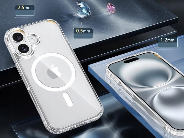 Etui Do iPhone 16 Plus +Szkło 9H WZMACNIANE 360° do MAGSAFE CLEAR CASE zdjęcie 4