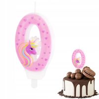 ŚWIECZKA URODZINOWA JEDNOROŻEC CYFERKA 0 RÓŻOWA NA IMPREZĘ URODZINOWĄ