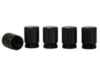 Nakrętki na wentyle, aluminiowe, 5 szt.,czarne