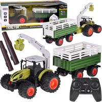 TRAKTOR Z PILOTEM  I PRZYCZEPĄ DO BALI DREWNA STEROWANY