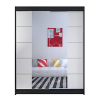 Szafa przesuwna Camino V z lustrem 150cm - CZARNY/BIAŁY