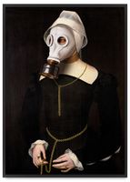 Plakat portret maska gazowa 21x30 cm w czarnej ramie