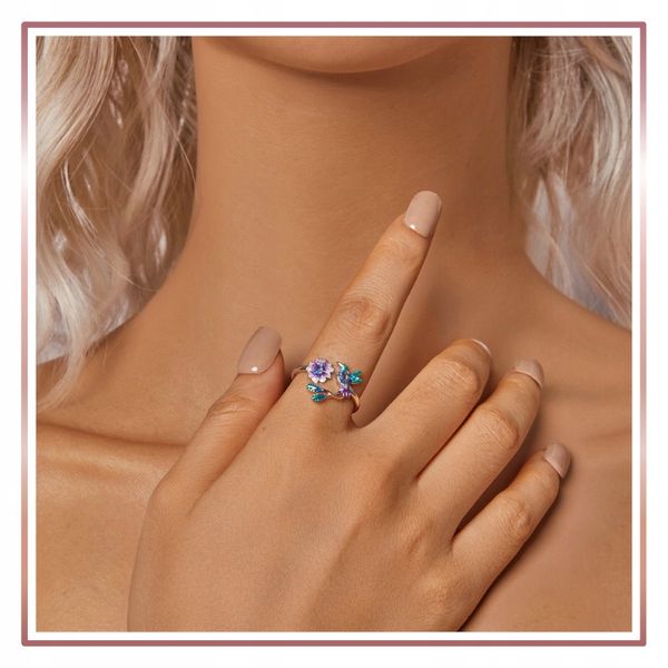 Srebrny Pierścionek Otwarty UROCZY RAJSKI PTAK S925 zdjęcie 7