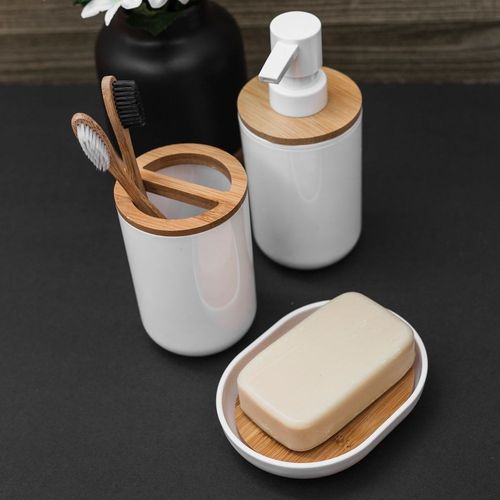 Mydelniczka Bambusowa Biała Stojak Podstawka Łazienkowa na Mydło na Arena.pl