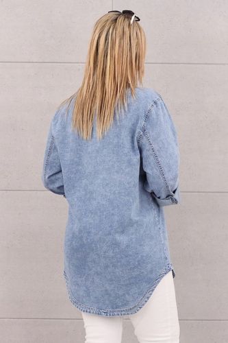 ASYMETRYCZNA JEANSOWA KOSZULA DUŻE ROZMIARY LUŹNA OVERSIZE ELEGANCKA na Arena.pl