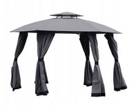 Pawilon ogrodowy TORONTO Ø3,75 m szary altana z moskitierami stalowy