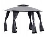 Pawilon ogrodowy TORONTO Ø3,75 m szary altana z moskitierami stalowy