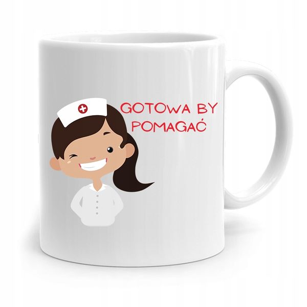 Kubek Prezent Dla Pielęgniarki Gotowa By Pomagać Z Nadrukiem Ze Zdjęciem zdjęcie 1