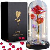 WIECZNA RÓŻA W SZKLE KOPULE ŚWIECĄCA LED CZERWONA