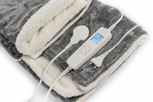 DUŻY 160x120 Koc Elektryczny Pluszowy Mata grzewcza Pilot LCD Timer 160W na Arena.pl
