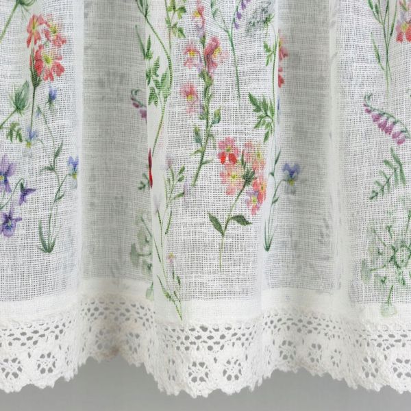 Firana gotowa zazdrostka SYLWIA 130x50 Eurofirany biała / różowa zdjęcie 6