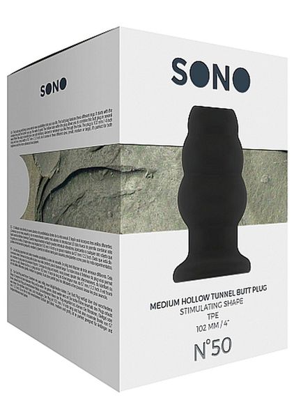 No.50 - Medium Hollow Tunnel Butt Plug - 4 Inch - Black zdjęcie 4