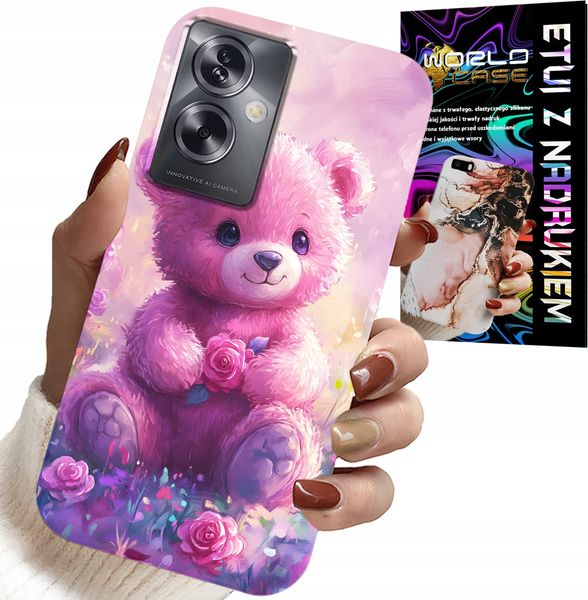 ETUI DO OPPO A79 5G - SŁODKI MIŚ NA RÓŻOWYM TLE, CASE + FOLIA zdjęcie 1