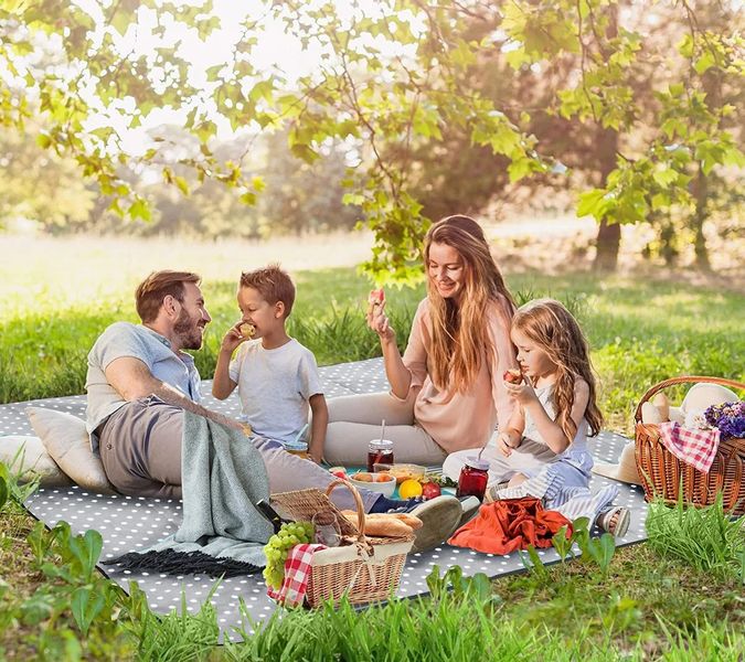 Koc piknikowy 200x200 groszki zdjęcie 3