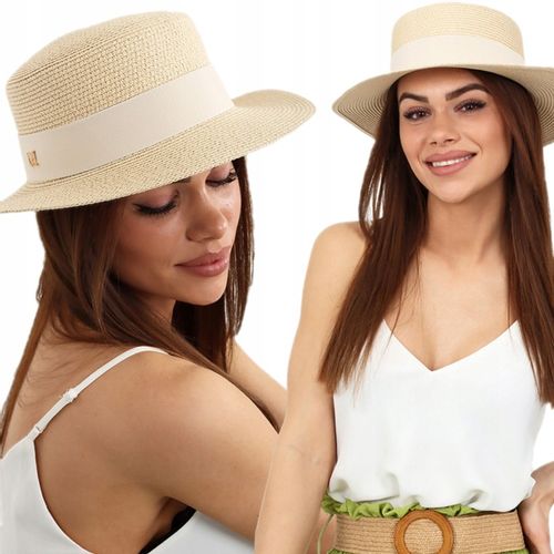 KAPELUSZ SŁOMKOWY LETNI PLAŻOWY MODNY KOBIECY DAMSKI KOBIECY KOLORY 2372 na Arena.pl