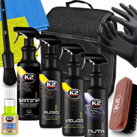 K2 Zestaw Detailingowy Satina Purio Velor Nuta Pędzelek Szczotka Ściereczki