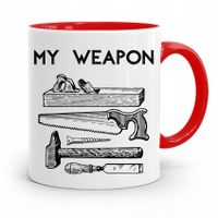 Kubek Czerwony Prezent Dla Stolarza My Weapon Z Nadrukiem Ze Zdjęciem