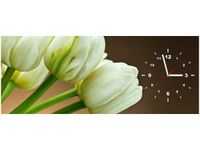 100X40CM ZEGAR BIAŁE TULIPANY OBRAZ