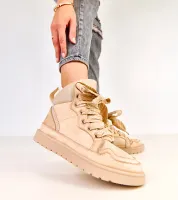 Beżowe sneakersy wysokie z grubymi sznurówkami Klevis 41