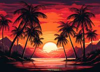 Plakat 55x40cm Palmy Przy Lagunie