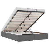 Rama łóżka otomana bez materacem, szara, 140x200 cm, tkanina
