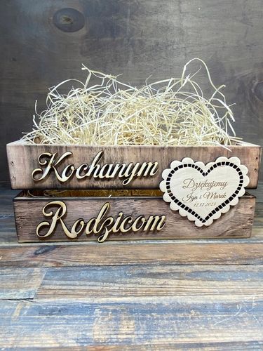 SKRZYNKA DREWNIANA PODZIĘKOWANIE DLA GOŚCI WESELNYCH RODZICÓW CHRZESTNYCH na Arena.pl